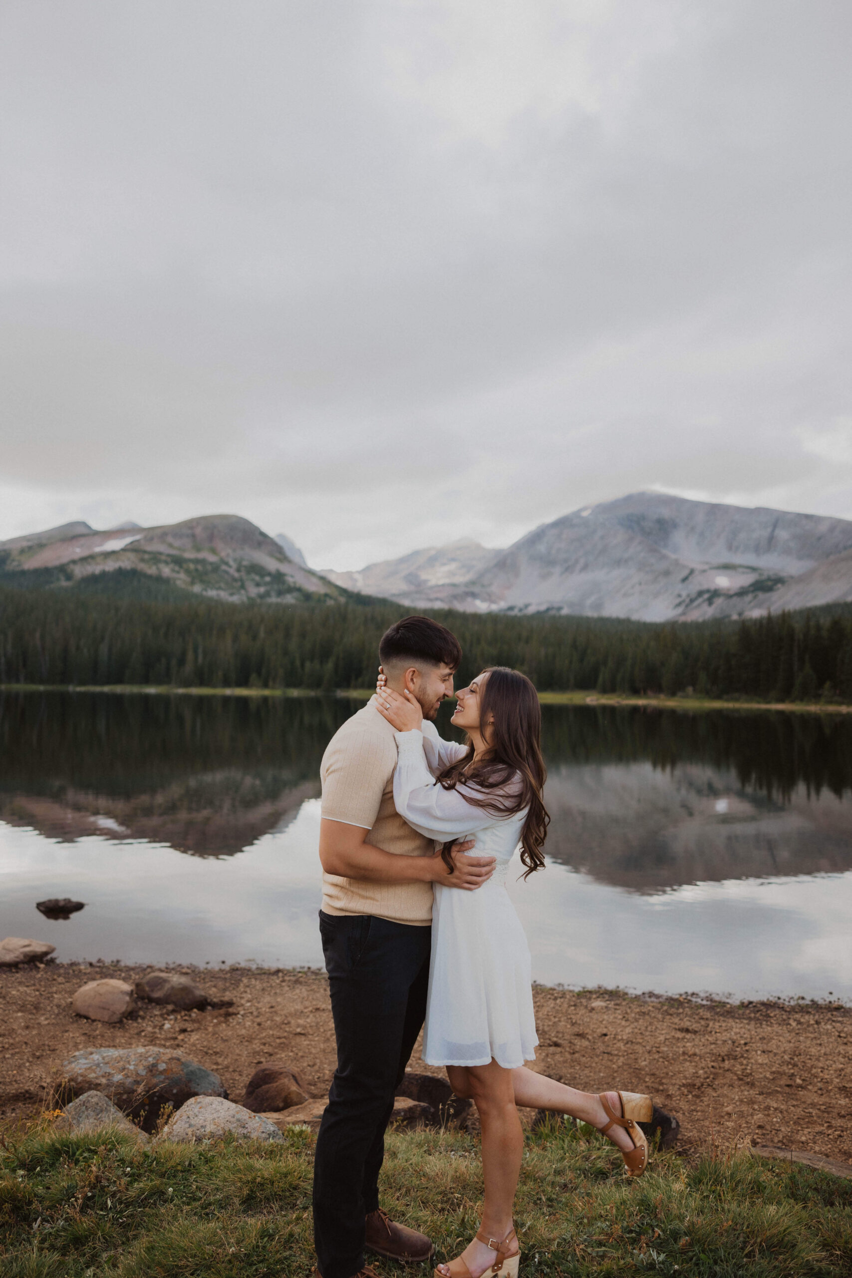 couple posing for a picture for Brainard Lake elopement