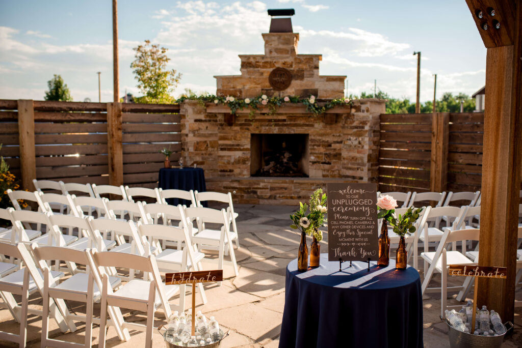 wedding ceremony set up at Breckenridge Brewery in Colorado