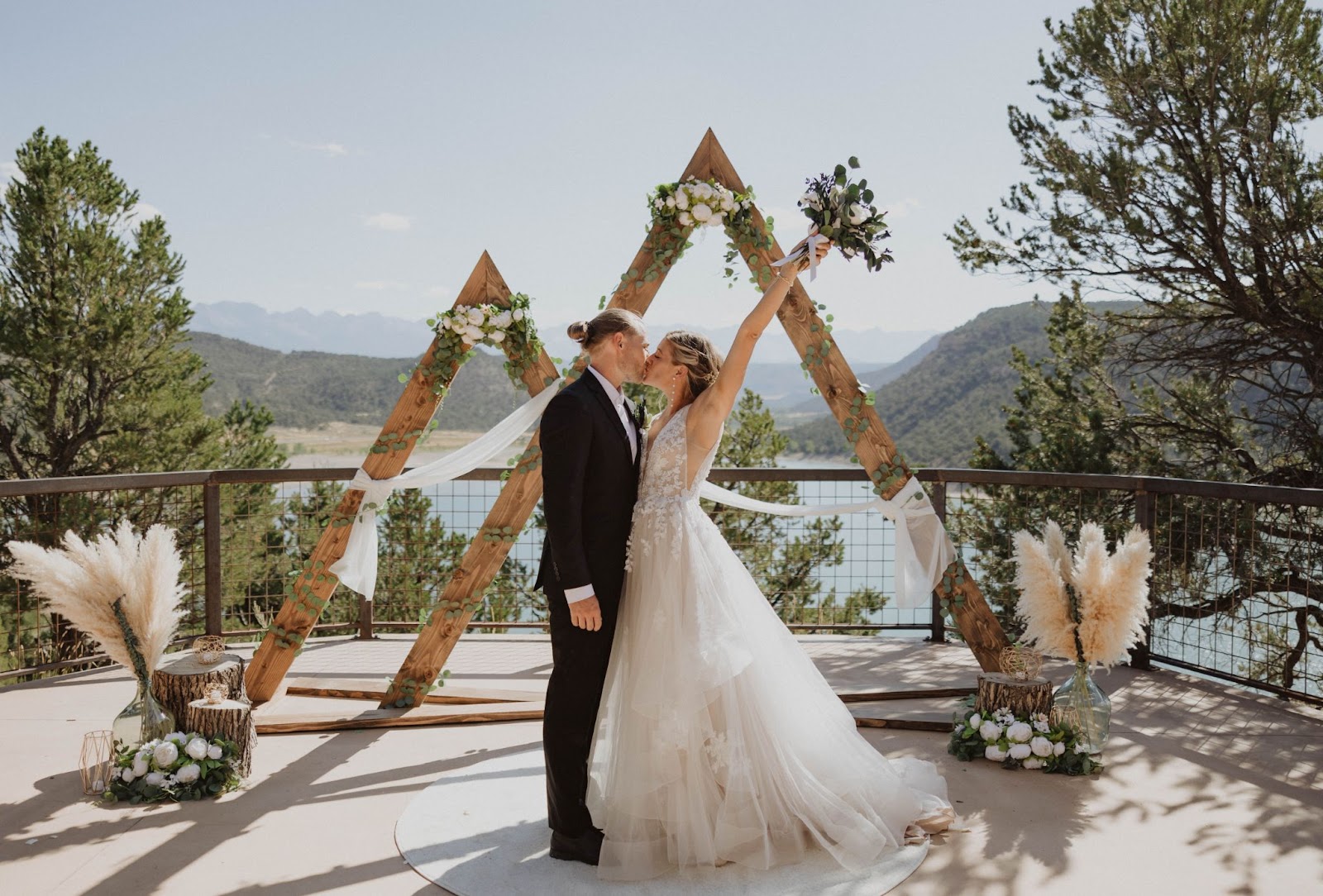 Bride and groom at alter at Ridgway State Park