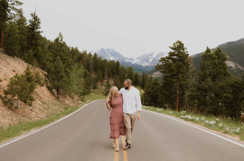 Couple walking at Rocky Mountain National Park