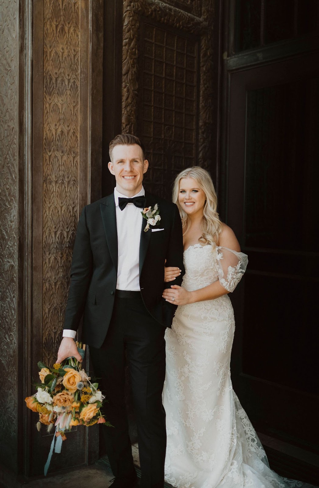 Bride and groom getting married at courthouse in Colorado