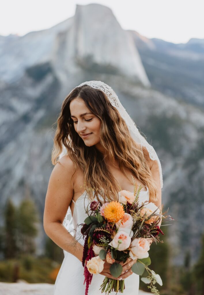 Bride holding flowers