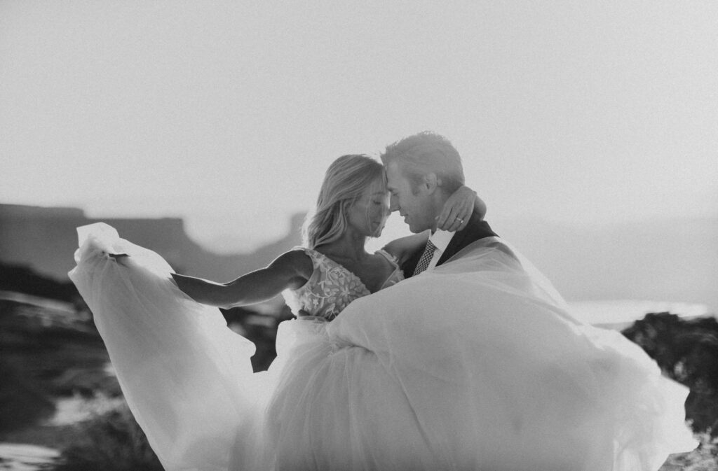 Couple dancing at Arches National Park